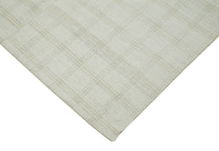 Striped Kilim White Striped Cotton Wool Handmade Area Rug 7'8'' x 13'7''