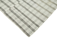 Striped Kilim White Striped Cotton Wool Handmade Area Rug 6'0'' x 9'8''