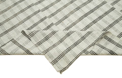 Striped Kilim White Striped Cotton Wool Handmade Area Rug 6'0'' x 9'8''