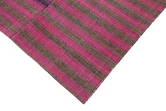 Striped Kilim Pink Striped Cotton Wool Handmade Area Rug 6'2'' x 9'3''