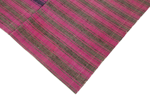 Striped Kilim Pink Striped Cotton Wool Handmade Area Rug 6'2'' x 9'3''