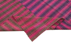 Striped Kilim Pink Striped Cotton Wool Handmade Area Rug 6'2'' x 9'3''