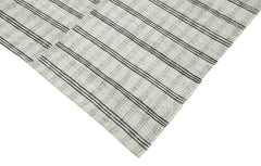 Striped Kilim Beige Striped Cotton Wool Handmade Area Rug 5'5'' x 9'1''