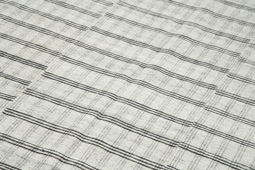 Striped Kilim Beige Striped Cotton Wool Handmade Area Rug 5'5'' x 9'1''