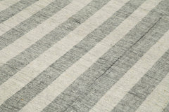 Striped Kilim Beige Striped Cotton Wool Handmade Area Rug 7'1'' x 9'7''
