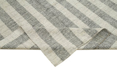 Striped Kilim Beige Striped Cotton Wool Handmade Area Rug 7'1'' x 9'7''