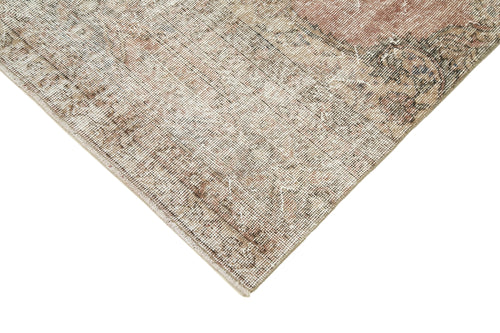 Overdyed Vintage Beige Vintage Cotton Wool Handmade Area Rug 2'10'' x 10'7''