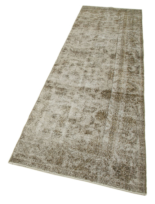 Overdyed Vintage Beige Vintage Cotton Wool Handmade Area Rug 2'10'' x 9'9''