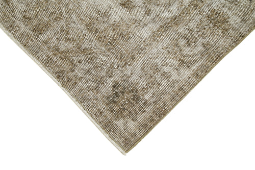 Overdyed Vintage Beige Vintage Cotton Wool Handmade Area Rug 2'10'' x 9'9''