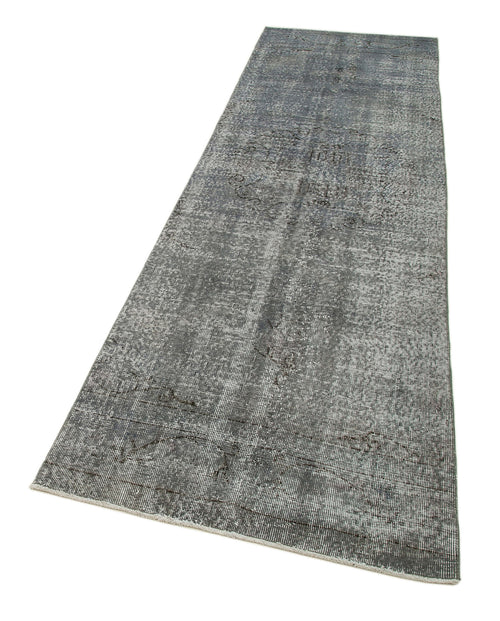 Overdyed Vintage Grey Vintage Cotton Wool Handmade Area Rug 2'11'' x 10'3''