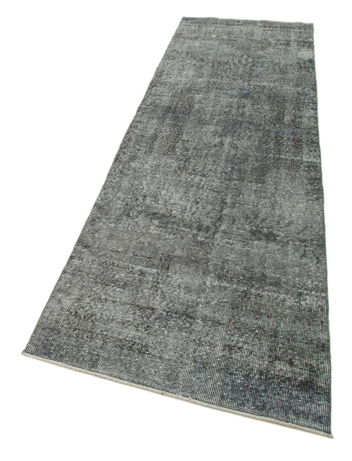 Overdyed Vintage Grey Vintage Cotton Wool Handmade Area Rug 2'11'' x 10'10''