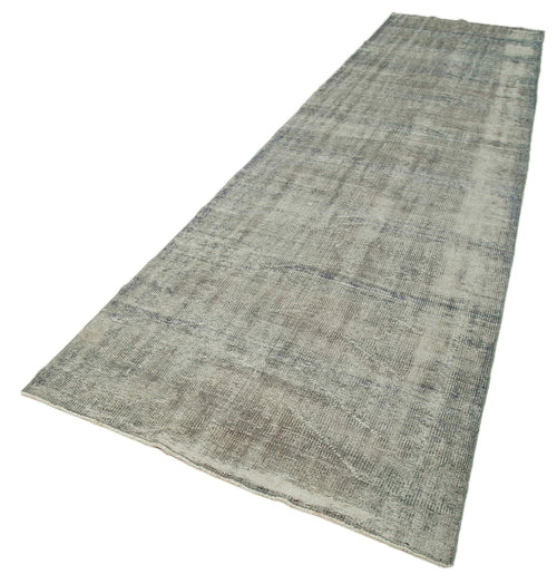 Zile Grey Vintage Cotton Wool Handmade Area Rug 3'11'' x 15'9''
