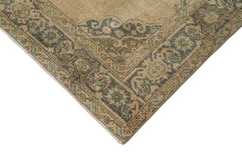 Zile Beige Vintage Cotton Wool Handmade Area Rug 4'10'' x 12'10''