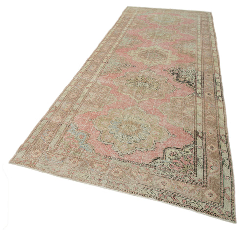 Zile Beige Vintage Cotton Wool Handmade Area Rug 4'8'' x 12'7''