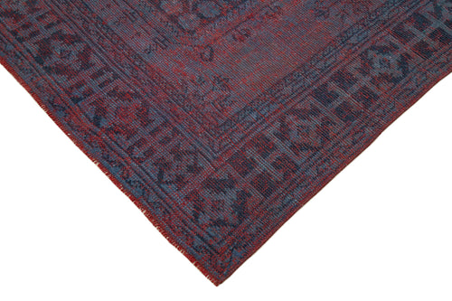 Zile Blue Vintage Cotton Wool Handmade Area Rug 4'6'' x 11'2''
