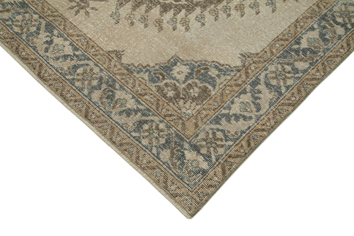 Zile Beige Vintage Cotton Wool Handmade Area Rug 4'8'' x 12'5''