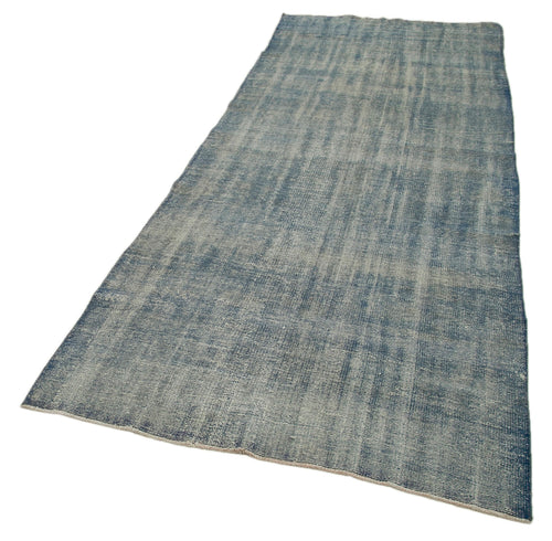 Zile Blue Vintage Cotton Wool Handmade Area Rug 4'3'' x 11'6''