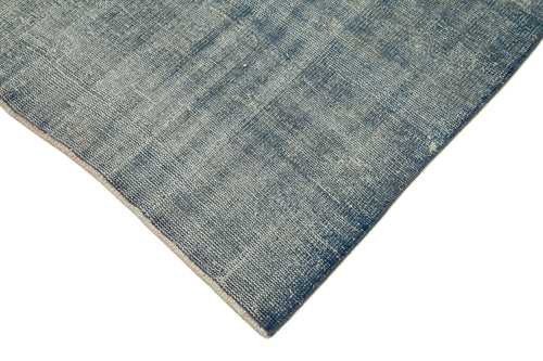 Zile Blue Vintage Cotton Wool Handmade Area Rug 4'3'' x 11'6''