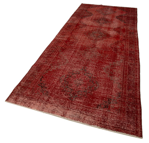 Zile Red Vintage Cotton Wool Handmade Area Rug 4'6'' x 12'3''