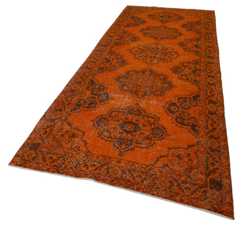 Zile Orange Vintage Cotton Wool Handmade Area Rug 4'8'' x 12'4''
