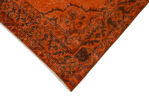 Zile Orange Vintage Cotton Wool Handmade Area Rug 4'8'' x 12'4''