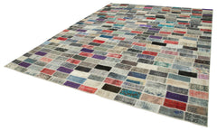 Kirk Yama Pink Patchwork Cotton Wool Handmade Area Rug 10'1'' x 13'1''
