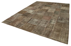 Kirk Yama Brown Patchwork Cotton Wool Handmade Area Rug 9'9'' x 13'3''