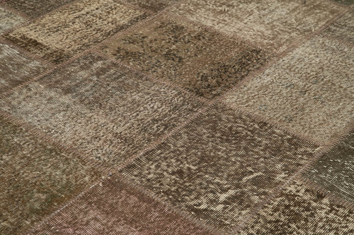 Kirk Yama Brown Patchwork Cotton Wool Handmade Area Rug 9'9'' x 13'3''