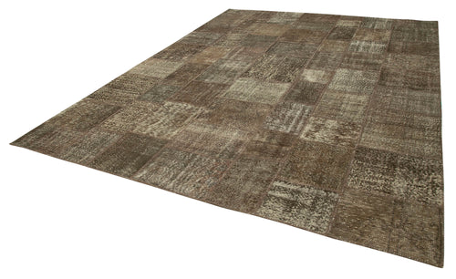 Handmade Area Rug - Kirk Yama Brown Patchwork Cotton Wool Carpet 9'9''x13'3''
