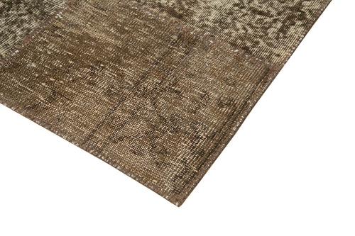 Handmade Area Rug - Kirk Yama Brown Patchwork Cotton Wool Carpet 9'9''x13'3''