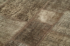 Handmade Area Rug - Kirk Yama Brown Patchwork Cotton Wool Carpet 9'9''x13'3''