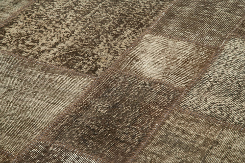 Handmade Area Rug - Kirk Yama Brown Patchwork Cotton Wool Carpet 9'9''x13'3''