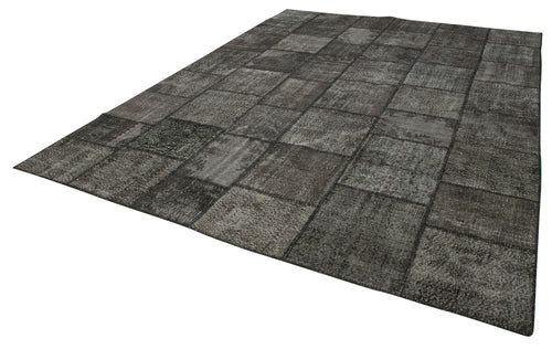 Kirk Yama Black Patchwork Cotton Wool Handmade Area Rug 9'11'' x 13'2''