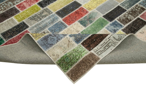 Kirk Yama Pink Patchwork Cotton Wool Handmade Area Rug 9'10'' x 12'8''