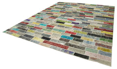 Kirk Yama Pink Patchwork Cotton Wool Handmade Area Rug 9'11'' x 12'8''