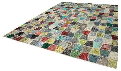 Kirk Yama Grey Patchwork Cotton Wool Handmade Area Rug 10'1'' x 13'2''
