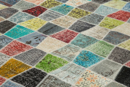 Kirk Yama Grey Patchwork Cotton Wool Handmade Area Rug 10'1'' x 13'2''