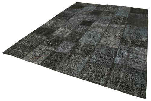 Kirk Yama Black Patchwork Cotton Wool Handmade Area Rug 8'4'' x 11'7''