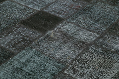 Kirk Yama Black Patchwork Cotton Wool Handmade Area Rug 8'4'' x 11'7''