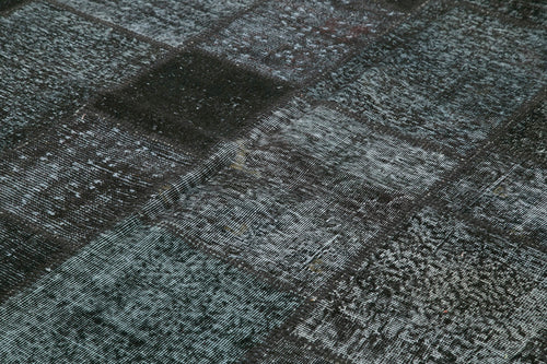 Kirk Yama Black Patchwork Cotton Wool Handmade Area Rug 8'4'' x 11'7''