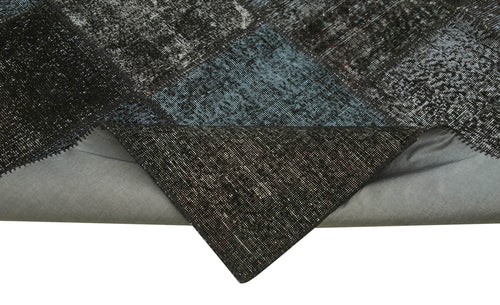Kirk Yama Black Patchwork Cotton Wool Handmade Area Rug 8'4'' x 11'7''