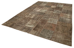 Kirk Yama Brown Patchwork Cotton Wool Handmade Area Rug 8'4'' x 11'6''