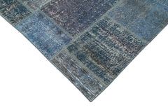 Kirk Yama Blue Patchwork Cotton Wool Handmade Area Rug 8'4'' x 11'7''