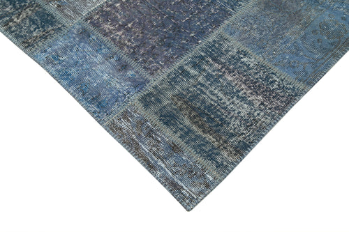 Kirk Yama Blue Patchwork Cotton Wool Handmade Area Rug 8'4'' x 11'7''