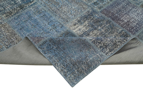Kirk Yama Blue Patchwork Cotton Wool Handmade Area Rug 8'4'' x 11'7''