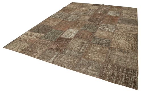 Kirk Yama Brown Patchwork Cotton Wool Handmade Area Rug 8'4'' x 11'5''