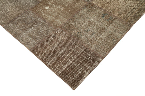 Kirk Yama Brown Patchwork Cotton Wool Handmade Area Rug 8'4'' x 11'5''