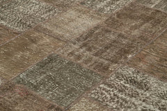 Kirk Yama Brown Patchwork Cotton Wool Handmade Area Rug 8'4'' x 11'5''