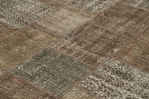 Kirk Yama Brown Patchwork Cotton Wool Handmade Area Rug 8'4'' x 11'5''