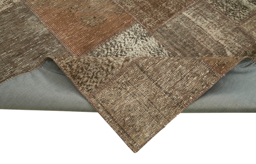 Kirk Yama Brown Patchwork Cotton Wool Handmade Area Rug 8'4'' x 11'5''